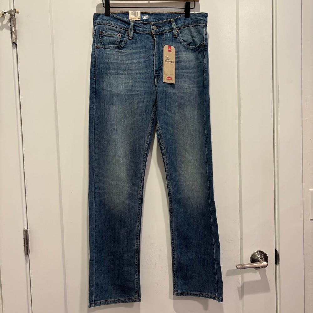 Levis 513 Slim Straight Jeans Mens 30x30 Blue Stretch Denim 085130715
